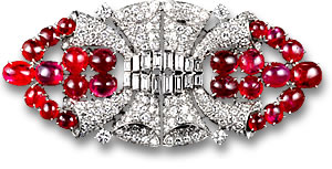 Брошь Cartier Art Deco с рубином и бриллиантом