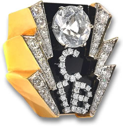 Золотое кольцо с бриллиантами Элвиса TCB