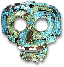 Реплика древней мезоамериканской бирюзовой мозаичной маски