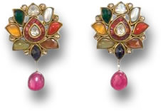 Золотые серьги Navaratna Nine Gems