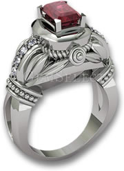 Обручальное кольцо с рубином и белым золотом