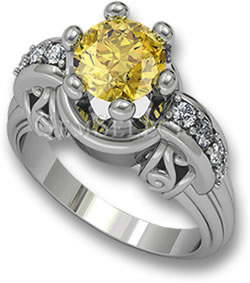 Обручальное кольцо с желтым сапфиром