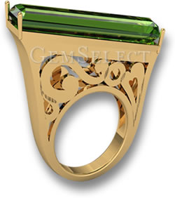 Уникальное кольцо с зеленым турмалином