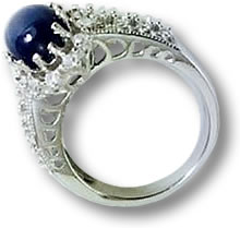 Серебряное кольцо с синей звездой и сапфиром