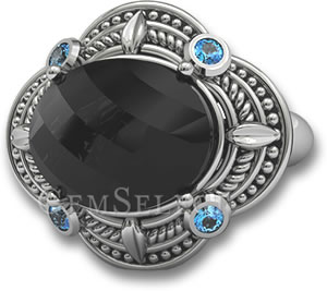 Тайское серебряное кольцо с черной шпинелью