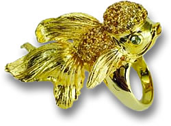 Золотое коктейльное кольцо со спессартиновым гранатом