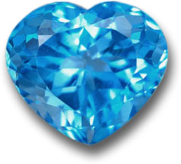 Сердце из натурального швейцарского голубого топаза Natural Blue Topaz Heart