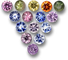 Соответствующий разноцветный набор сапфировых драгоценных камней