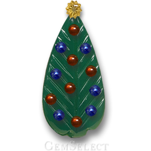 Рождественская елка из драгоценных камней — резной агат, звездочка из лимонного кварца, гранат и сапфировые безделушки