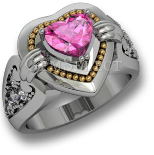 Кольцо с двухцветным розовым сапфиром от GemSelect — большое изображение