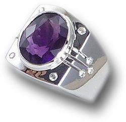 Мужское кольцо с фиолетовым аметистом