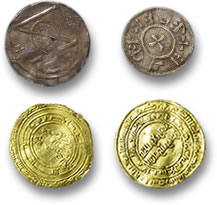 Серебряные монеты викингов и золотые римские монеты