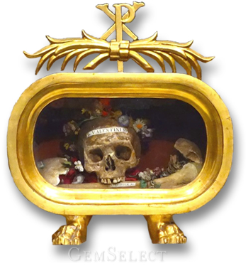 Череп святого Валентина Римского в золотом реликварии