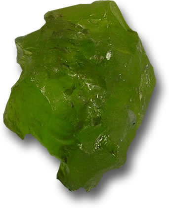 Необработанный зеленый перидот из Пакистана.