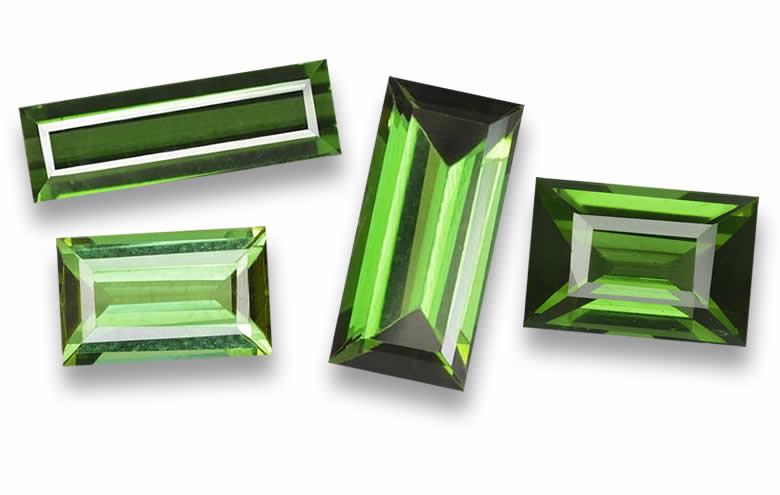 Baguette Cut Green Tourmaline - Natural, Certified