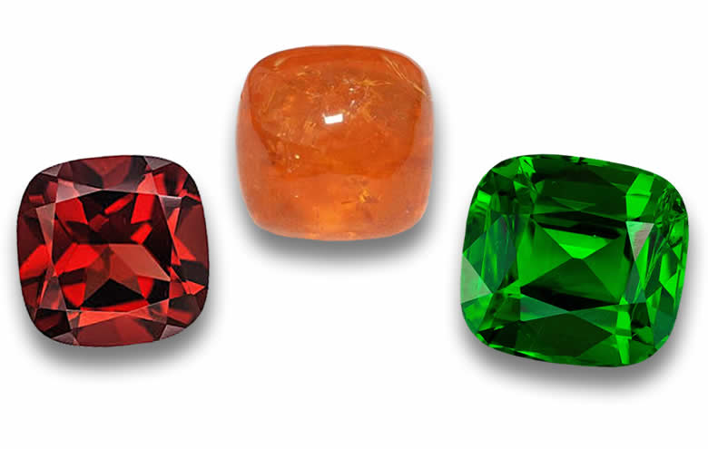 Cushion Cut Garnet Gemstones - Natural, Certified