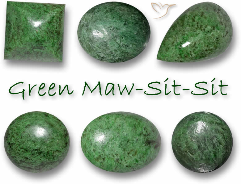 Зеленые драгоценные камни Maw-Sit-Sit