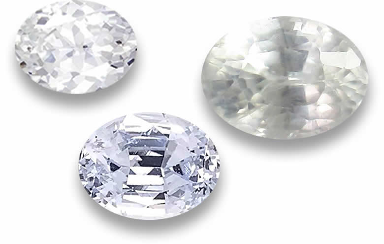 Oval White Sapphire Gems - Natural, Certified
