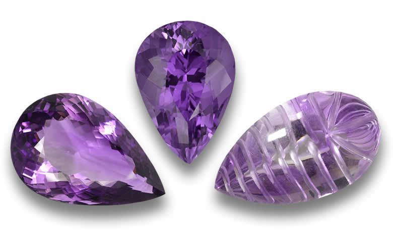 Pear Shaped Amethyst - Natural, Loose Stones