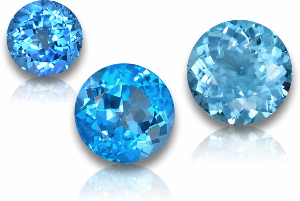 Круглый топаз Swiss Blue — сертифицированные драгоценные камни россыпью от GemSelect