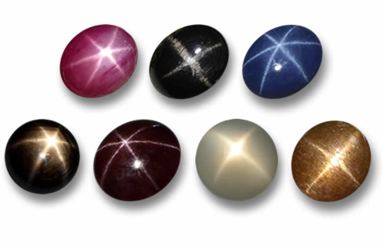 Отдельные звездчатые камни с астеризмом