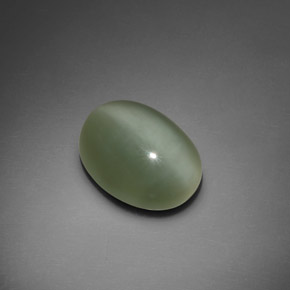 Натуральный зелёный actinolite cat's eye 7,66 карата огранка овал, прозрачный