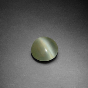 Натуральный зелёный actinolite cat's eye 1,22 карата огранка круг, прозрачный