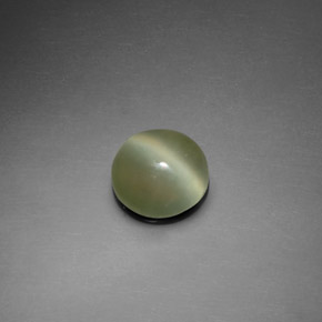 Натуральный зелёный actinolite cat's eye 1,39 карата огранка круг, прозрачный