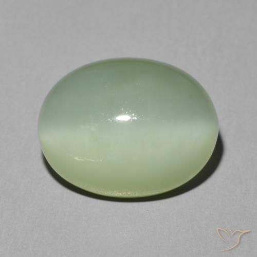 6.08ct Натуральный Светло-желтый зеленый Актинолит Кошачий Глаз, Овал, Полупрозрачный