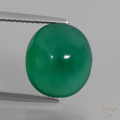 5.87ct Натуральный Травянисто-зелёный Агат, Овал, Полупрозрачный
