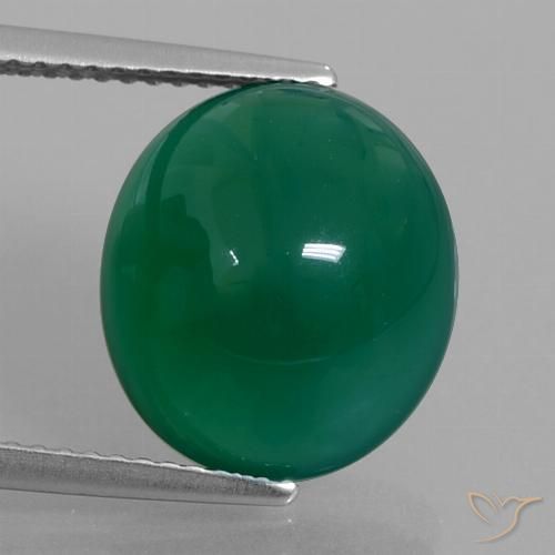 6.68ct Натуральный Травянисто-зелёный Агат, Овал, Полупрозрачный
