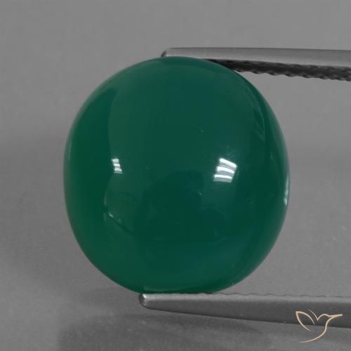 7.18ct Натуральный Средний зеленый Агат, Овал, Полупрозрачный