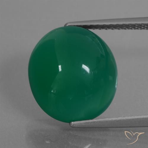 7.24ct Натуральный Травянисто-зелёный Агат, Овал, Полупрозрачный