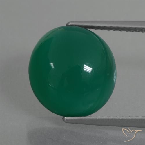 7.28ct Натуральный Средний зеленый Агат, Овал, Полупрозрачный