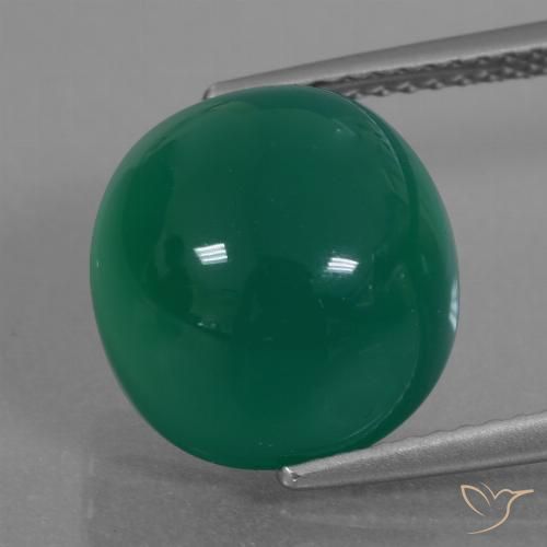 7.45ct Натуральный Травянисто-зелёный Агат, Овал, Полупрозрачный