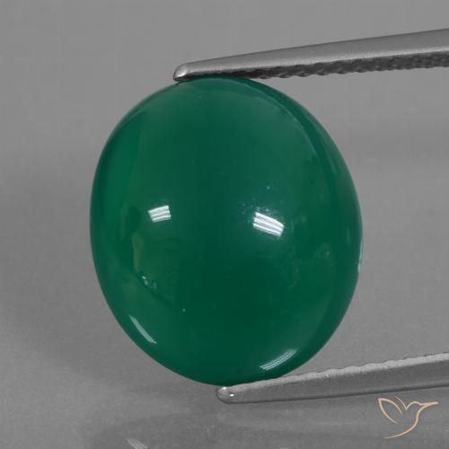 6.42ct Натуральный Средний темно-зеленый Агат, Овал, Полупрозрачный