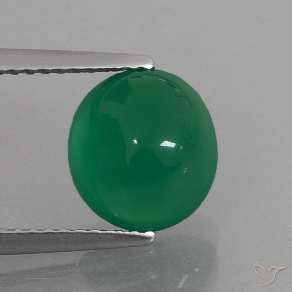 3.09ct Натуральный Средний зеленый Агат, Овал, Полупрозрачный