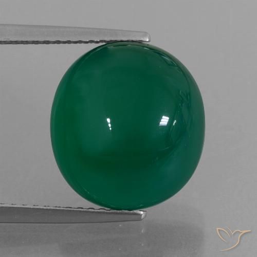 8.23ct Натуральный Травянисто-зелёный Агат, Овал, Полупрозрачный