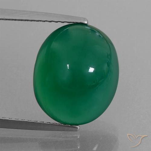 7.30ct Натуральный Средний зеленый Агат, Овал, Полупрозрачный