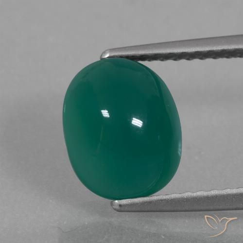 3.02ct Натуральный Средний зеленый Агат, Овал, Полупрозрачный