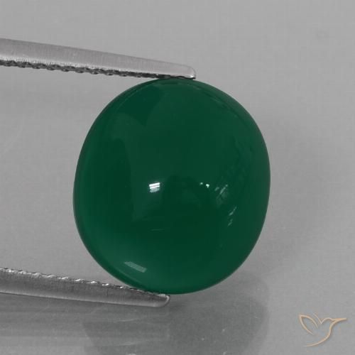 6.74ct Натуральный Зеленый Агат, Овал, Полупрозрачный