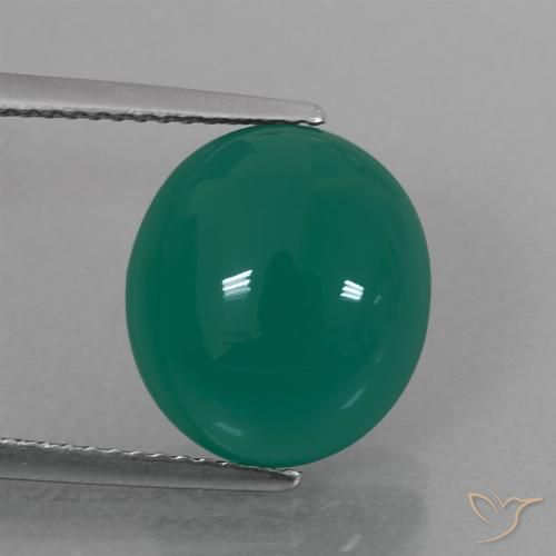6.30ct Натуральный Средний зеленый Агат, Овал, Полупрозрачный