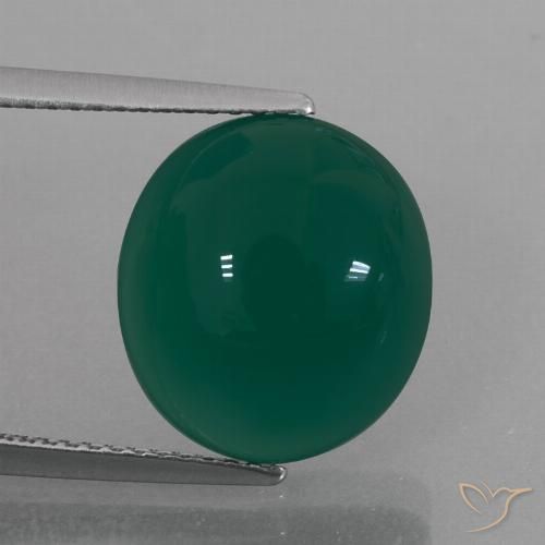 7.17ct Натуральный Средний темно-зеленый Агат, Овал, Полупрозрачный