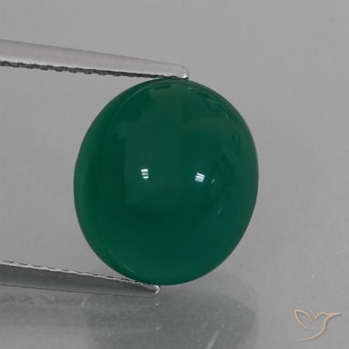 6.73ct Натуральный Средний темно-зеленый Агат, Овал, Полупрозрачный