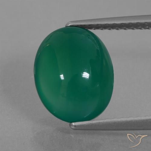 3.40ct Натуральный Средний зеленый Агат, Овал, Полупрозрачный