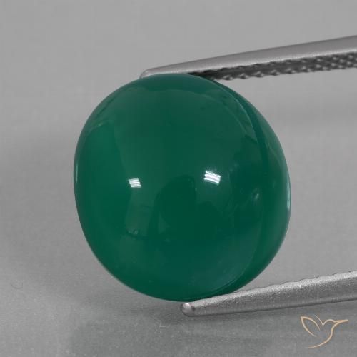 6.90ct Натуральный Средний зеленый Агат, Овал, Полупрозрачный