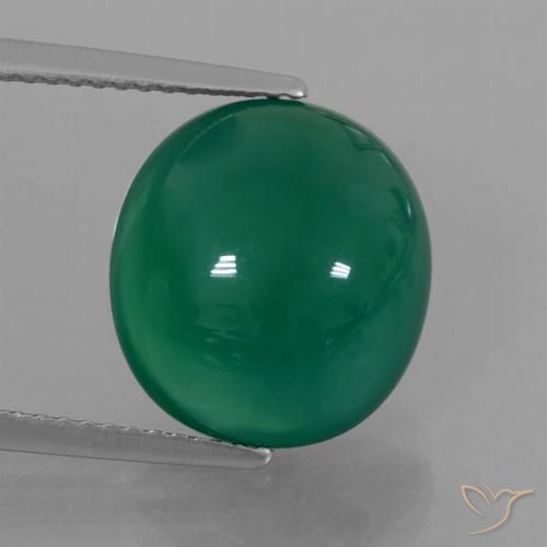7.06ct Натуральный Травянисто-зелёный Агат, Овал, Полупрозрачный
