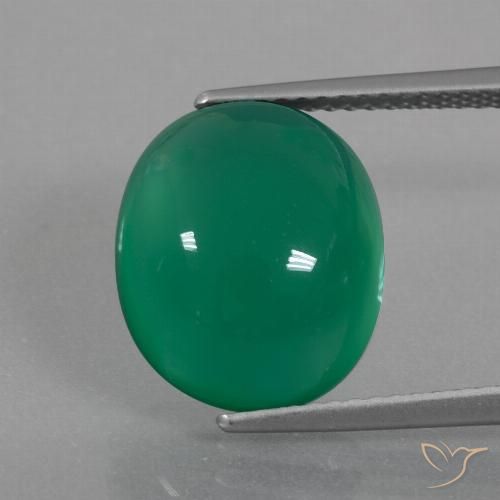7.77ct Натуральный Средний зеленый Агат, Овал, Полупрозрачный
