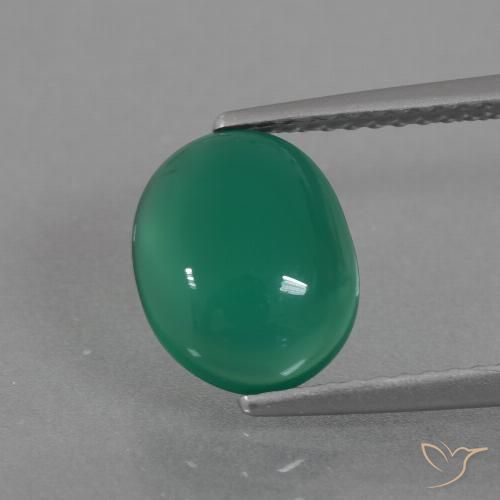 2.11ct Натуральный Средний зеленый Агат, Овал, Полупрозрачный