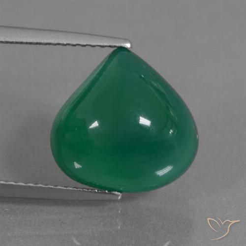 7.28ct Натуральный Средний темно-зеленый Агат, Форма груши, Полупрозрачный